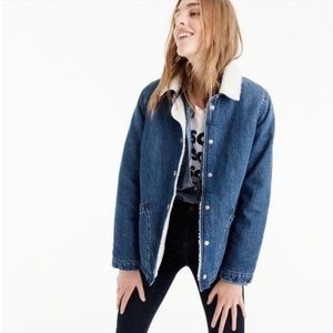 J Crew Sherpa lined denim coat